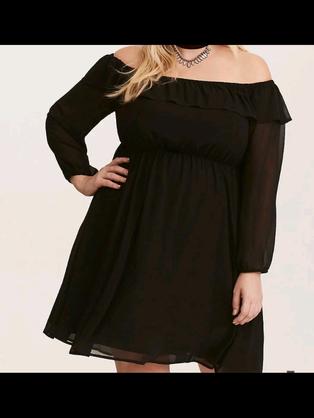 Torrid Black Off-Shoulder Long Sleeve Dress 6 30 NWT